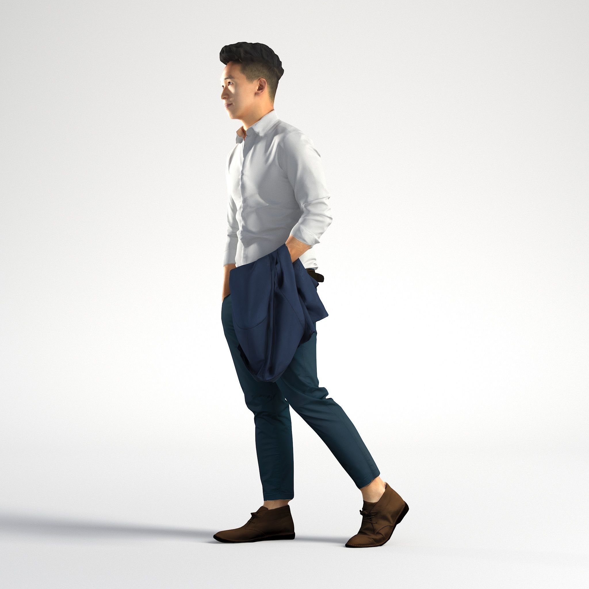 Man Asian Business Suit Walking Low poly Jake 002 3D model_6