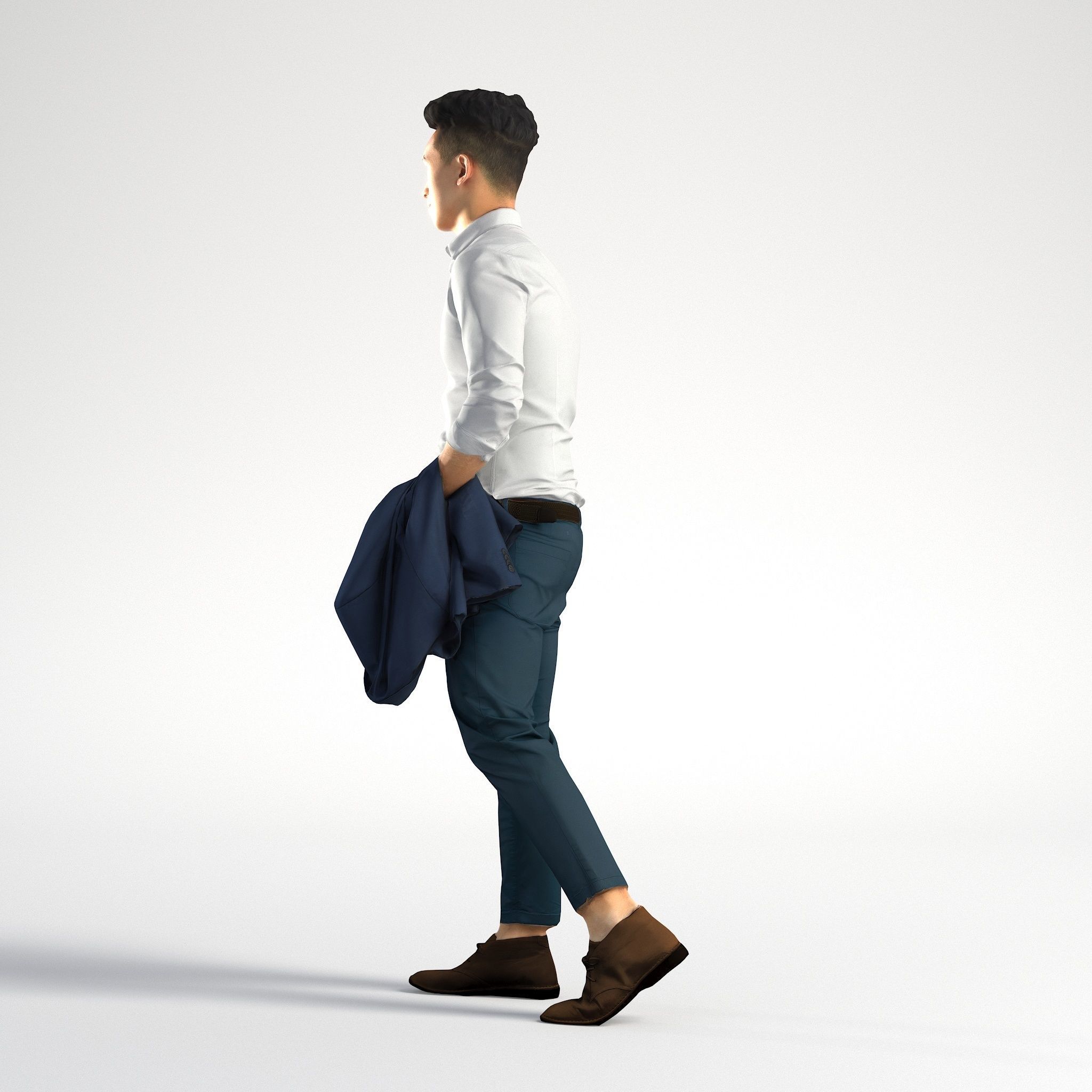 Man Asian Business Suit Walking Low poly Jake 002 3D model_5