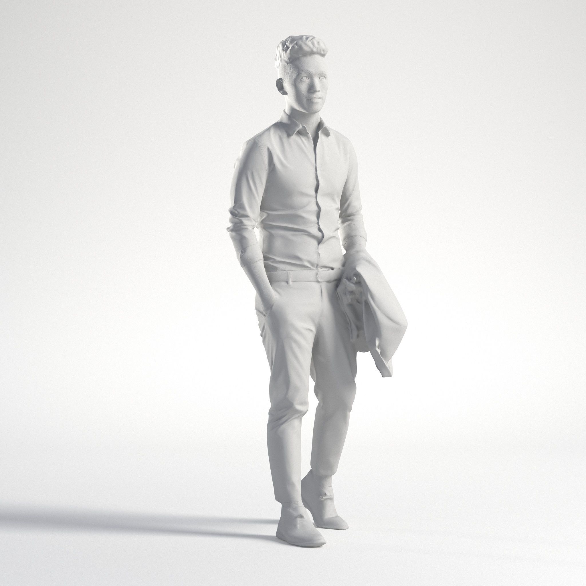 Man Asian Business Suit Walking Low poly Jake 002 3D model_8