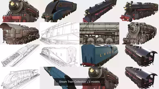 Steam Train Pack 3D Model Collection