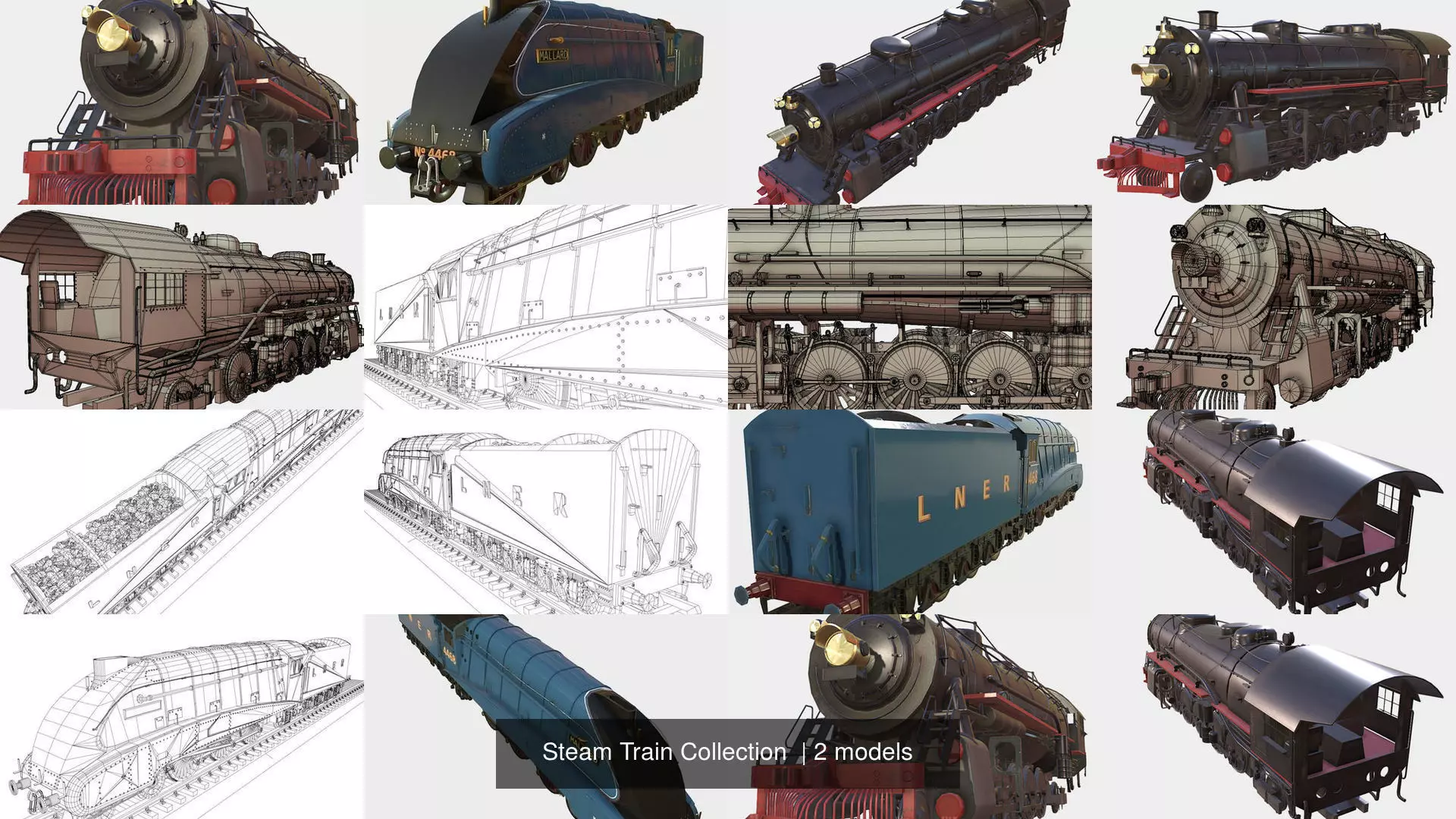 Steam Train Pack 3D Model Collection_0