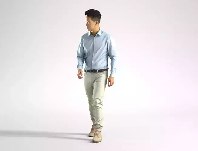 Man Asian Business Walking Low poly Jake 003