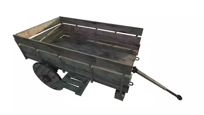 mid-poly cart and barrel with texturing