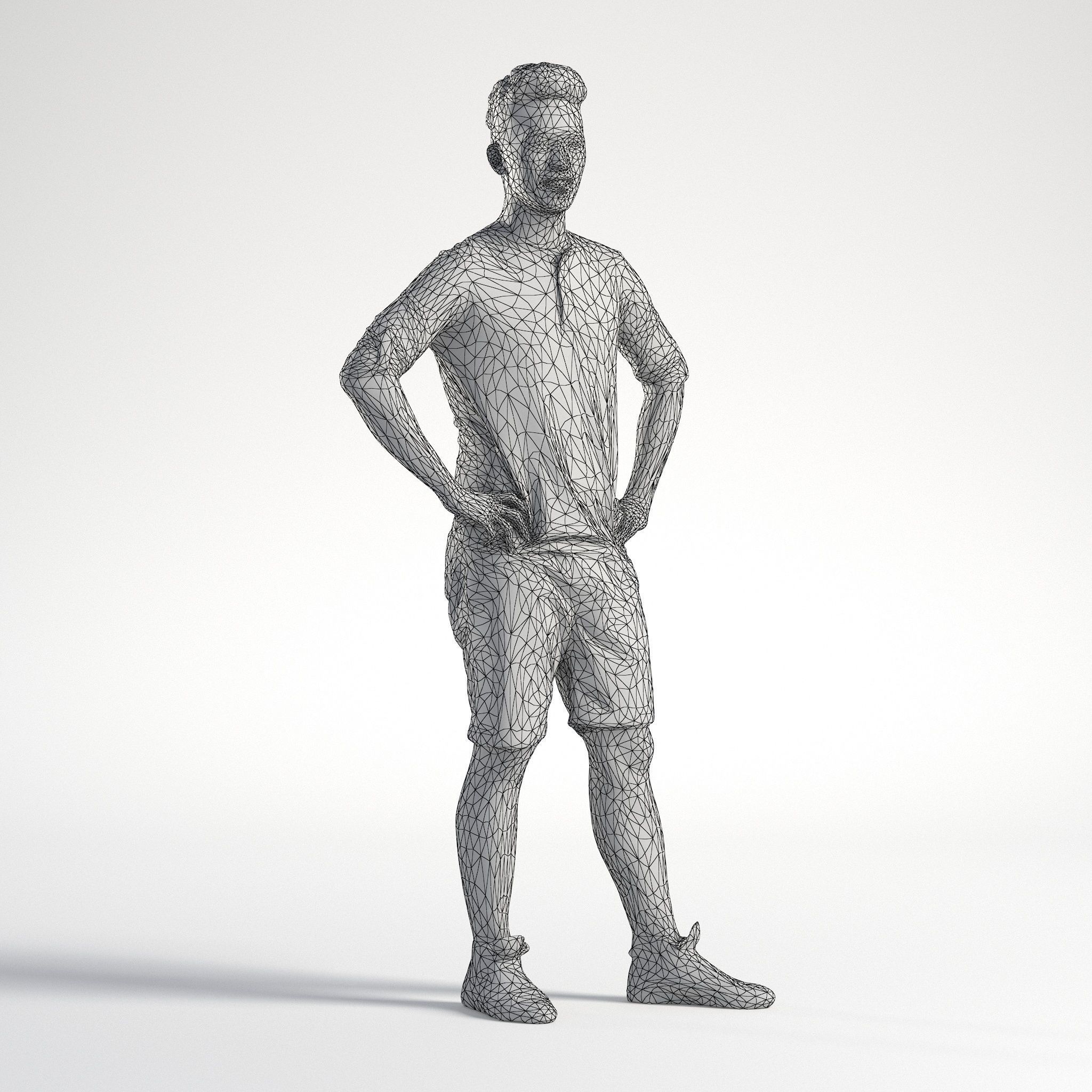 Man Asian Casual Walking Low poly Jake 004 3D model_9