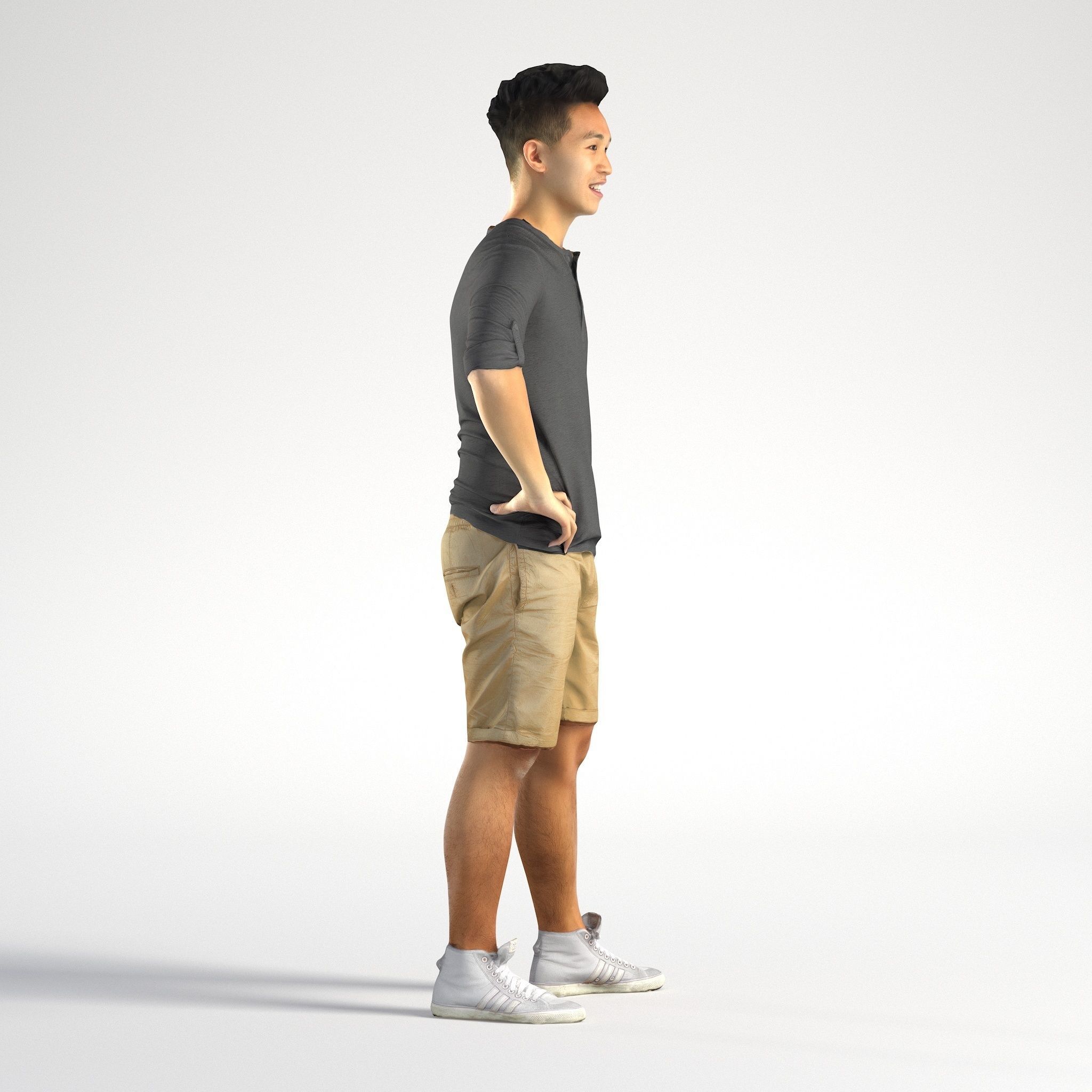Man Asian Casual Walking Low poly Jake 004 3D model_1