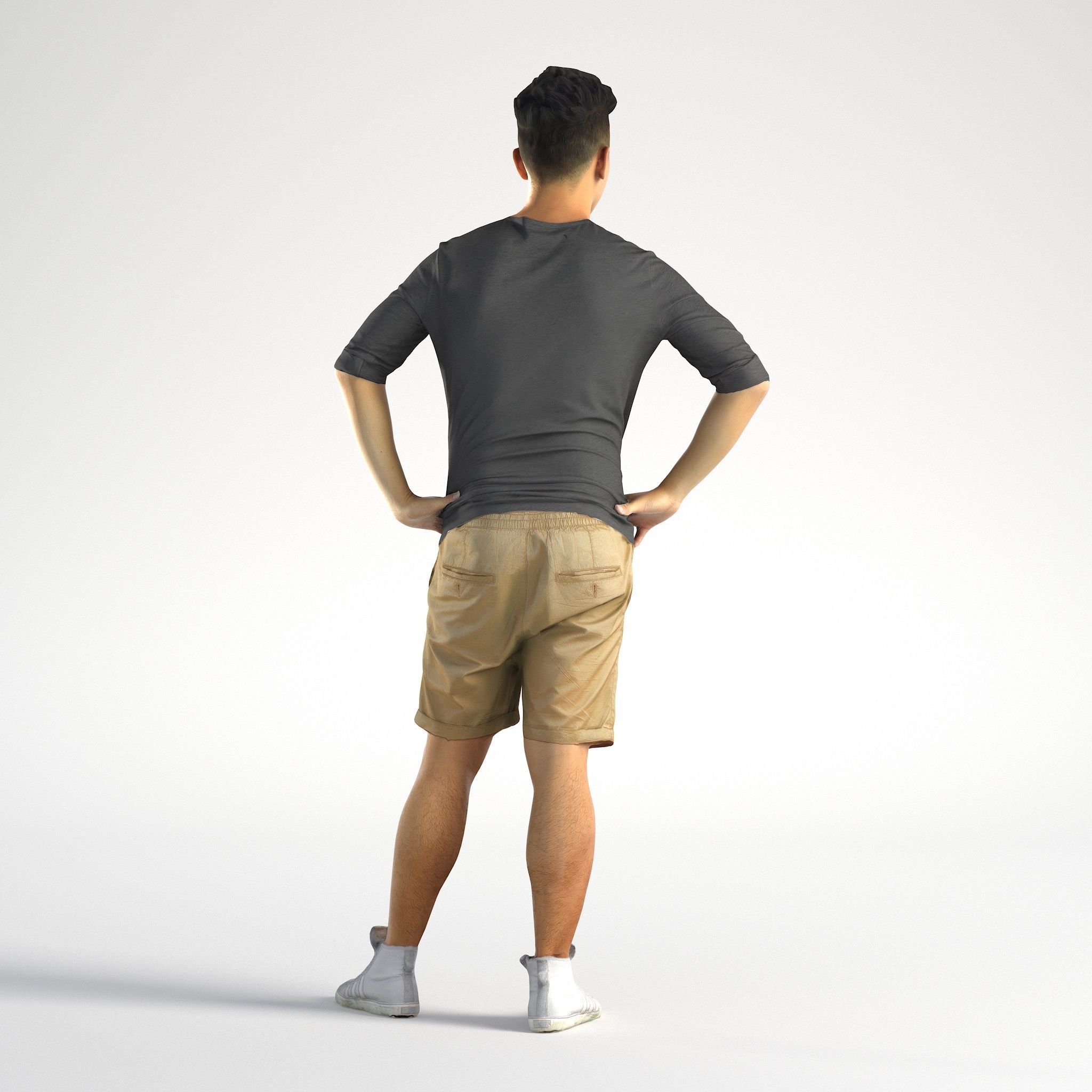 Man Asian Casual Walking Low poly Jake 004 3D model_3