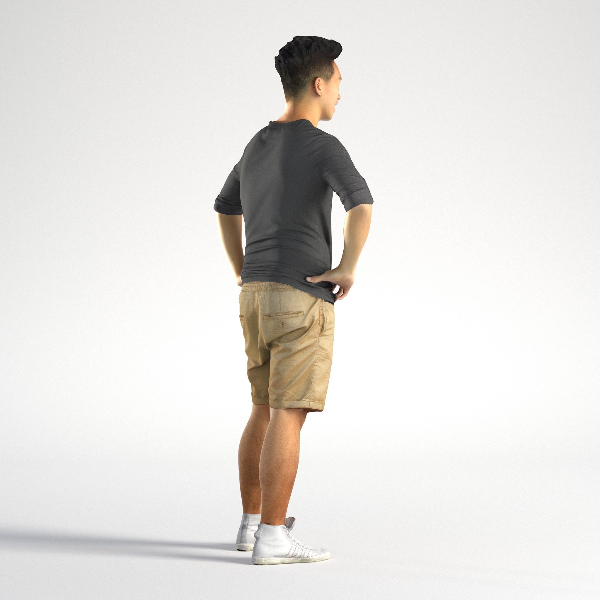Man Asian Casual Walking Low poly Jake 004 3D model_2