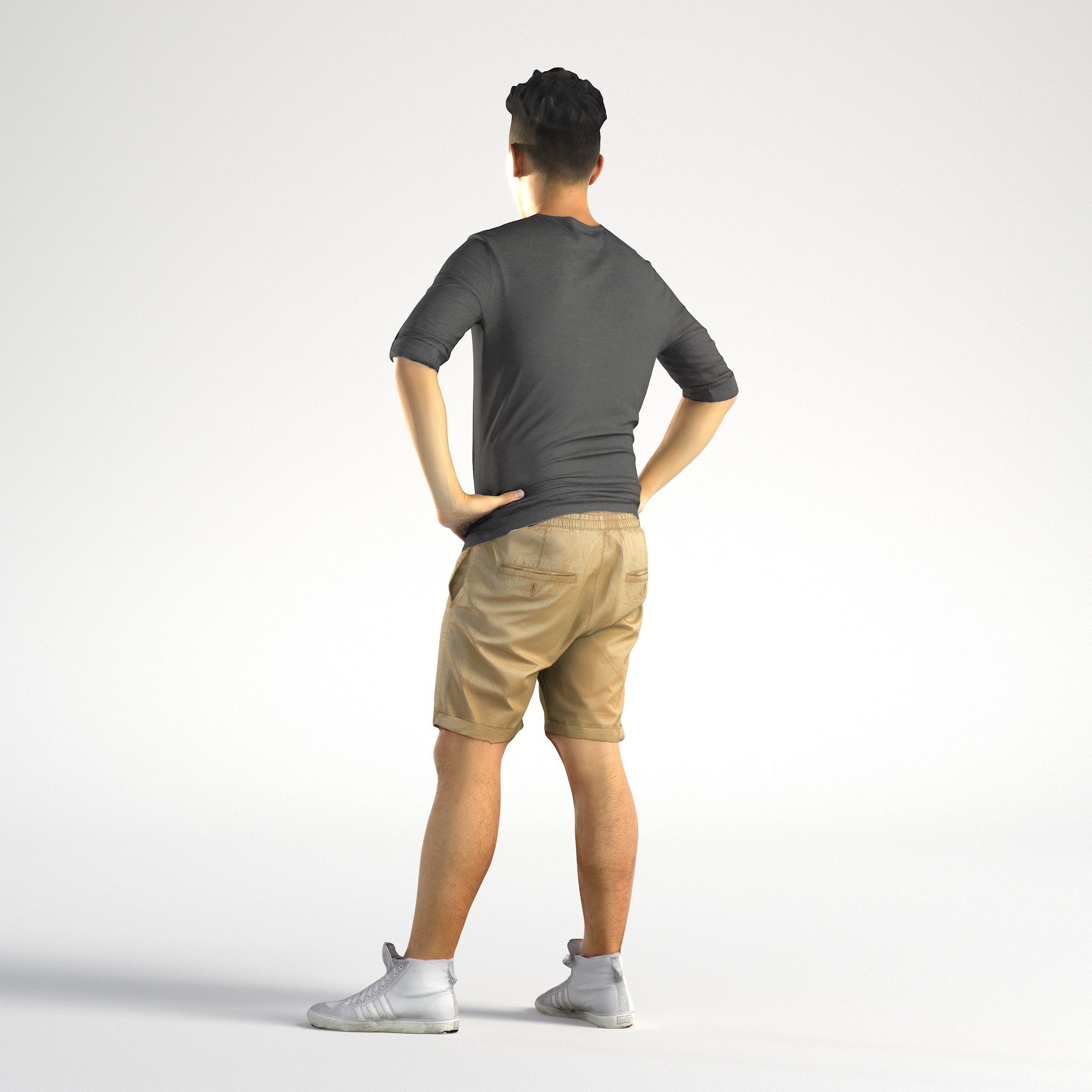 Man Asian Casual Walking Low poly Jake 004 3D model_4