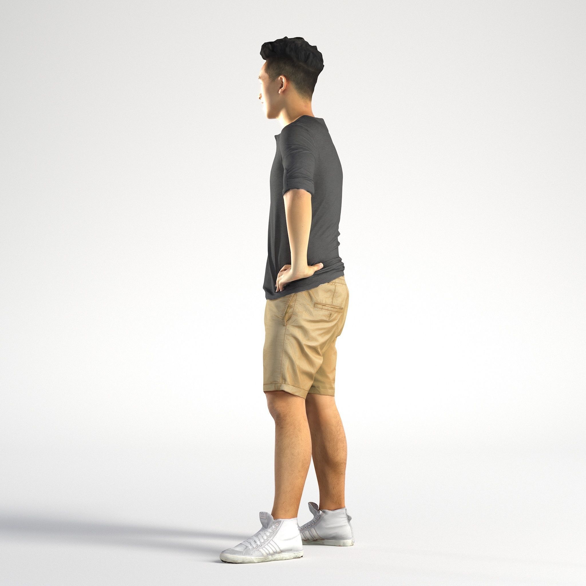 Man Asian Casual Walking Low poly Jake 004 3D model_5