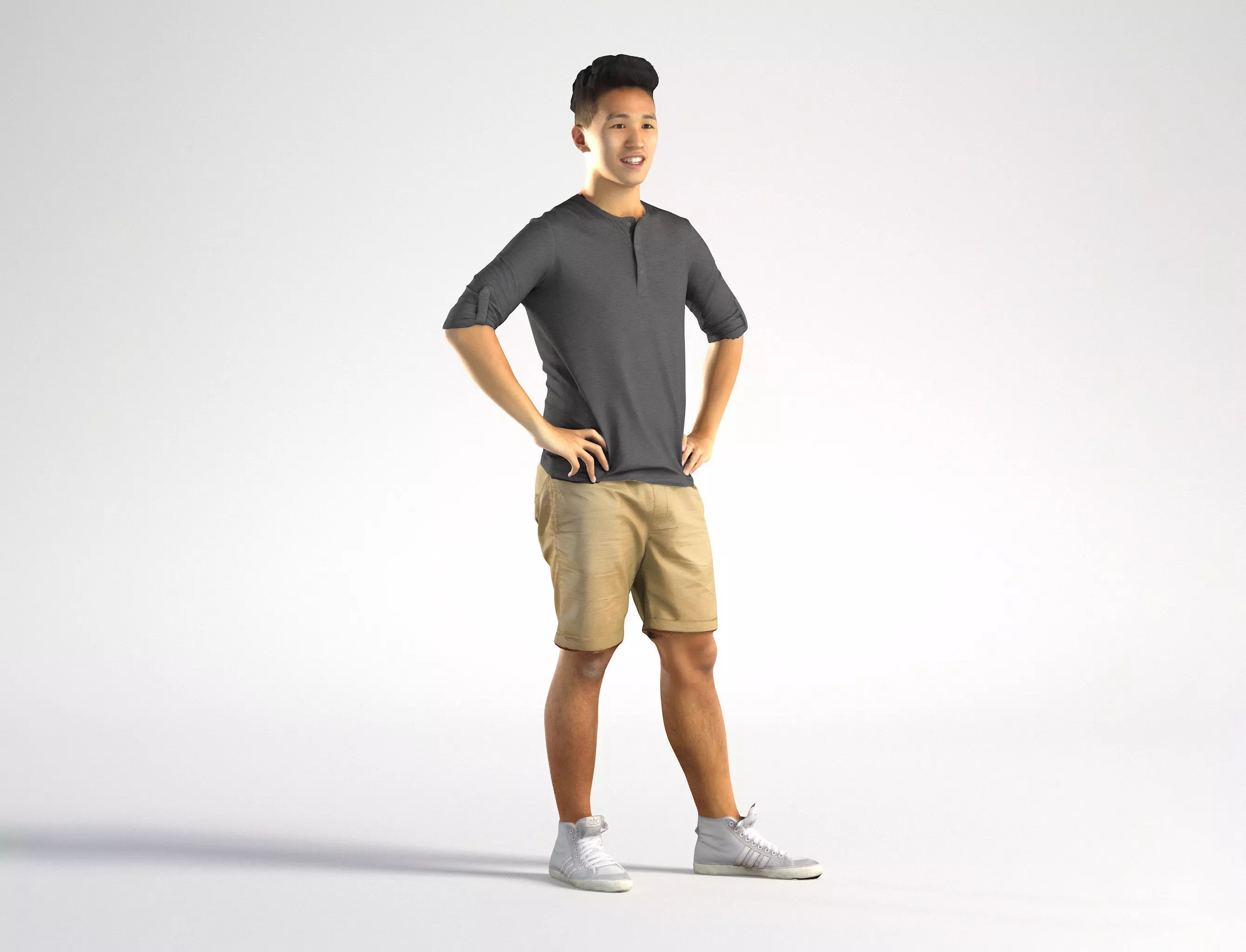 Man Asian Casual Walking Low poly Jake 004 3D model_0