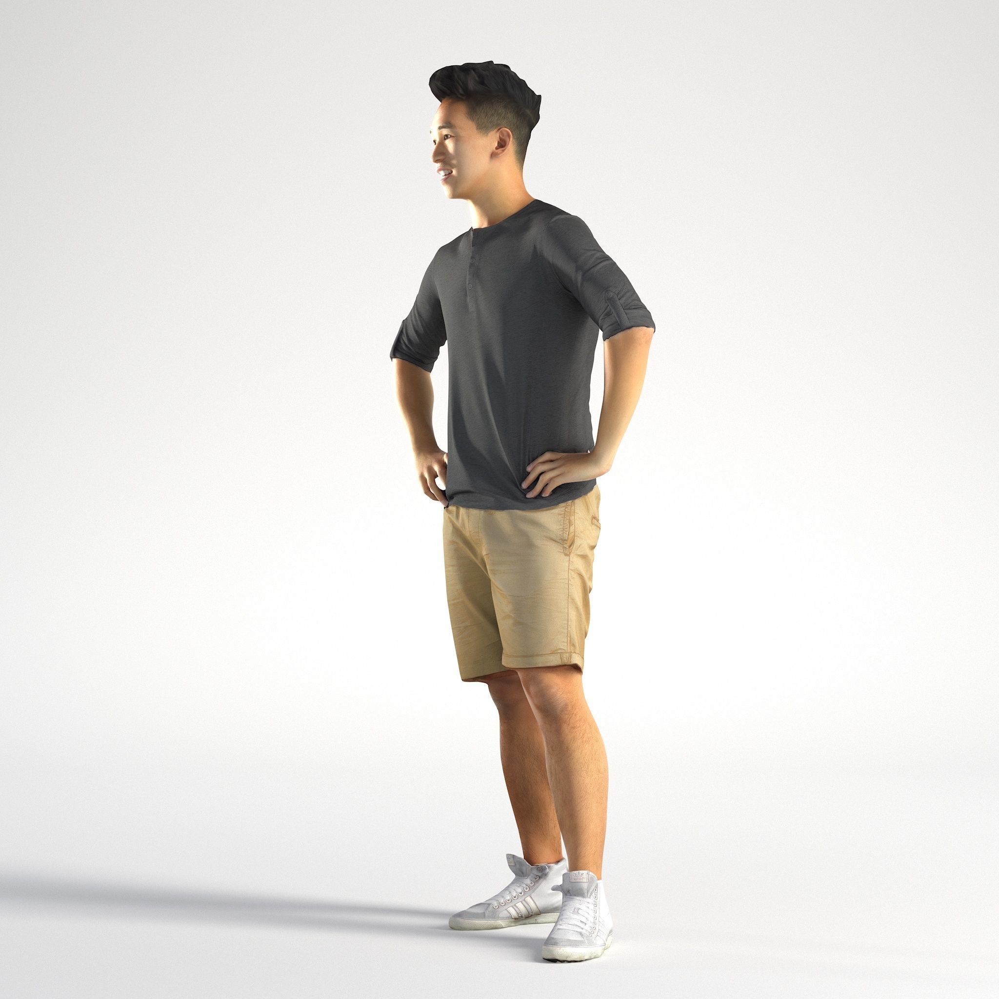 Man Asian Casual Walking Low poly Jake 004 3D model_6