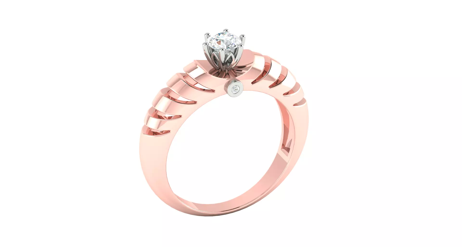 Solitaire ring 3dm stl render detail 3D print model 3D print model_0