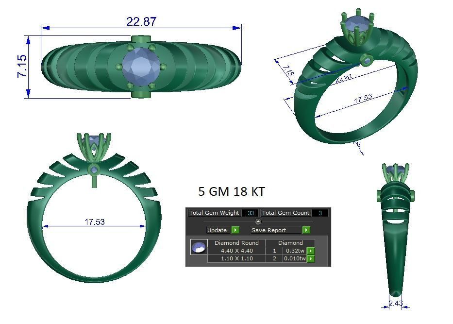 Solitaire ring 3dm stl render detail 3D print model 3D print model_1