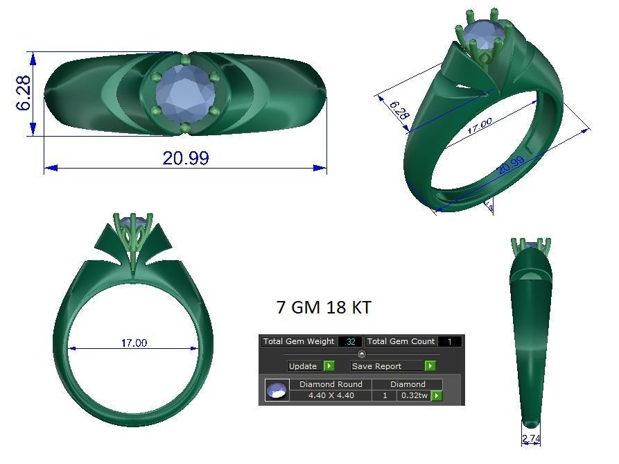 Solitaire ring 3dm stl render detail 3D print model 3D print model_1