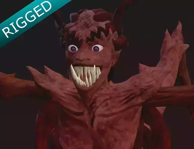 Demon Monster - Low Poly - Rigged - PBR