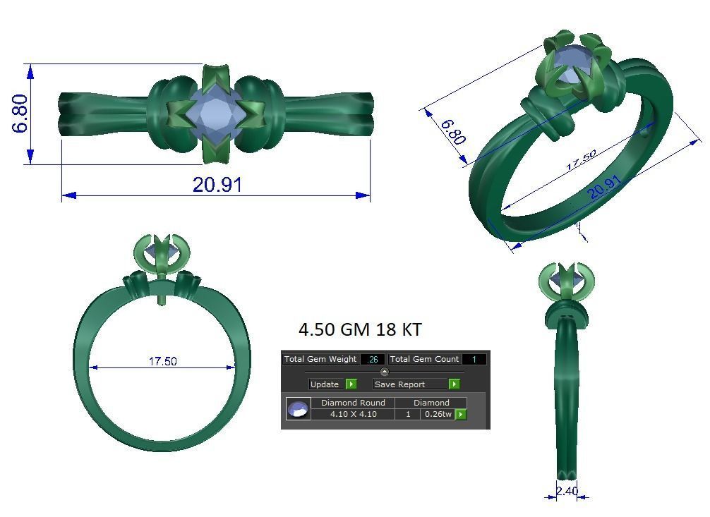 Solitaire ring 3dm stl render detail 3D print model 3D print model_1