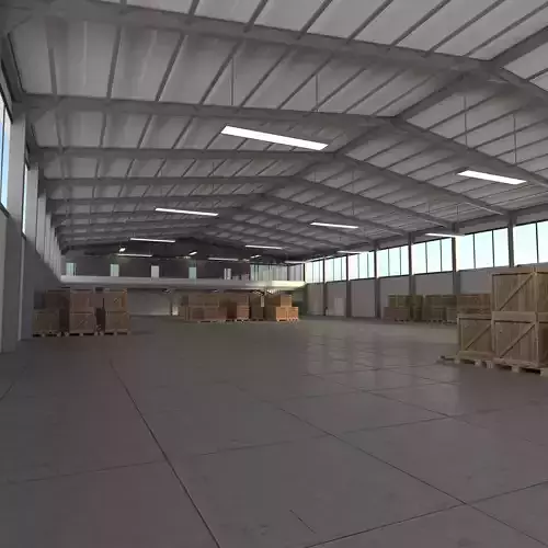 Warehouse with pallets and boxes Low-poly 3D model