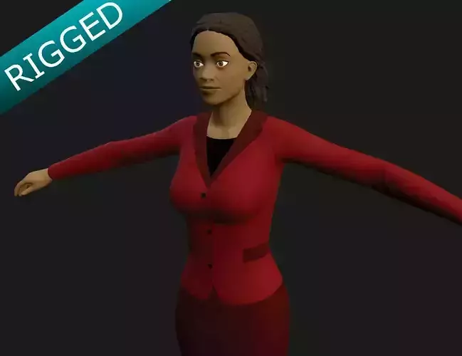 Black woman - Low Poly - Rigged - PBR  Low-poly 3D model