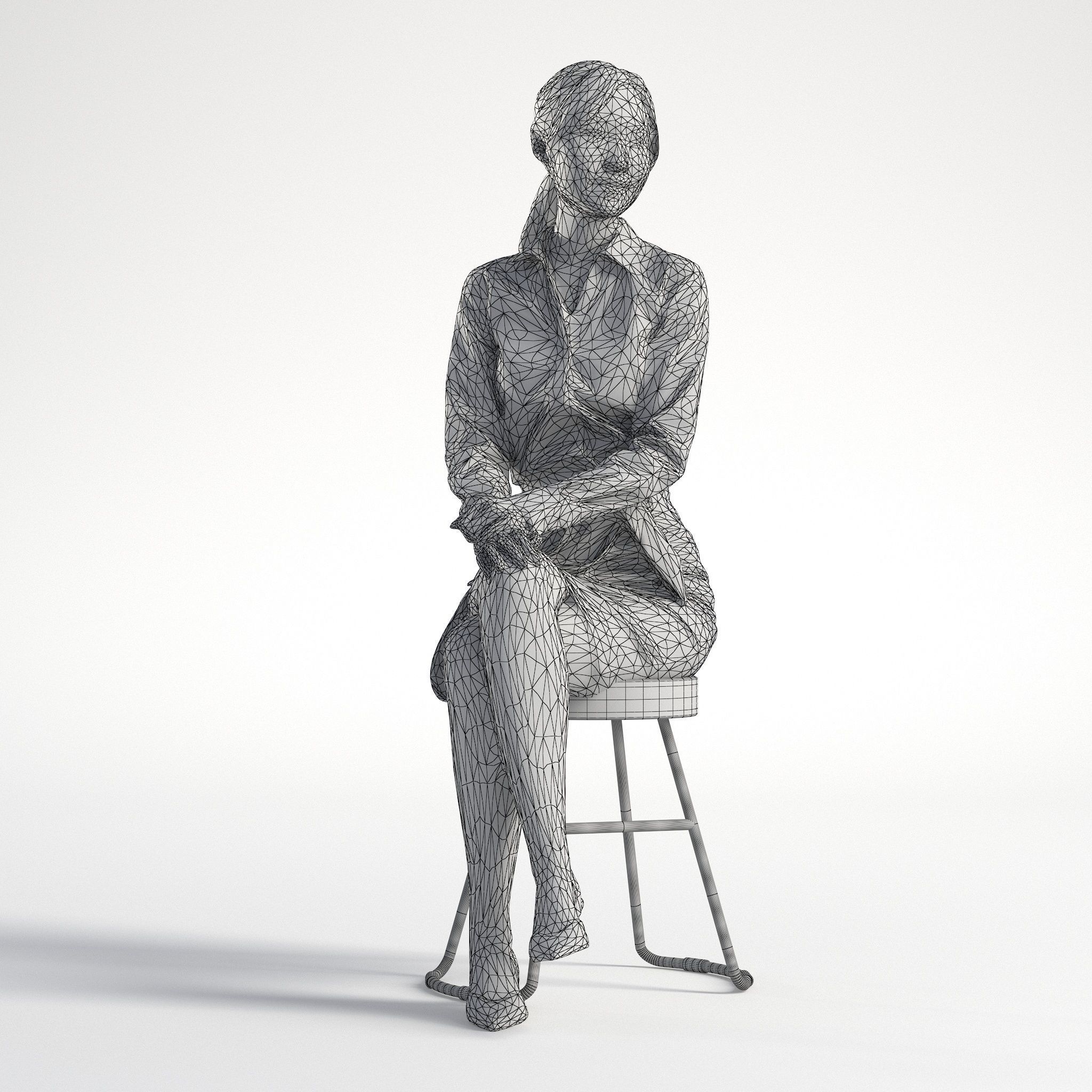 Woman Asian Business Sitting Low poly Jess 001 3D model_9