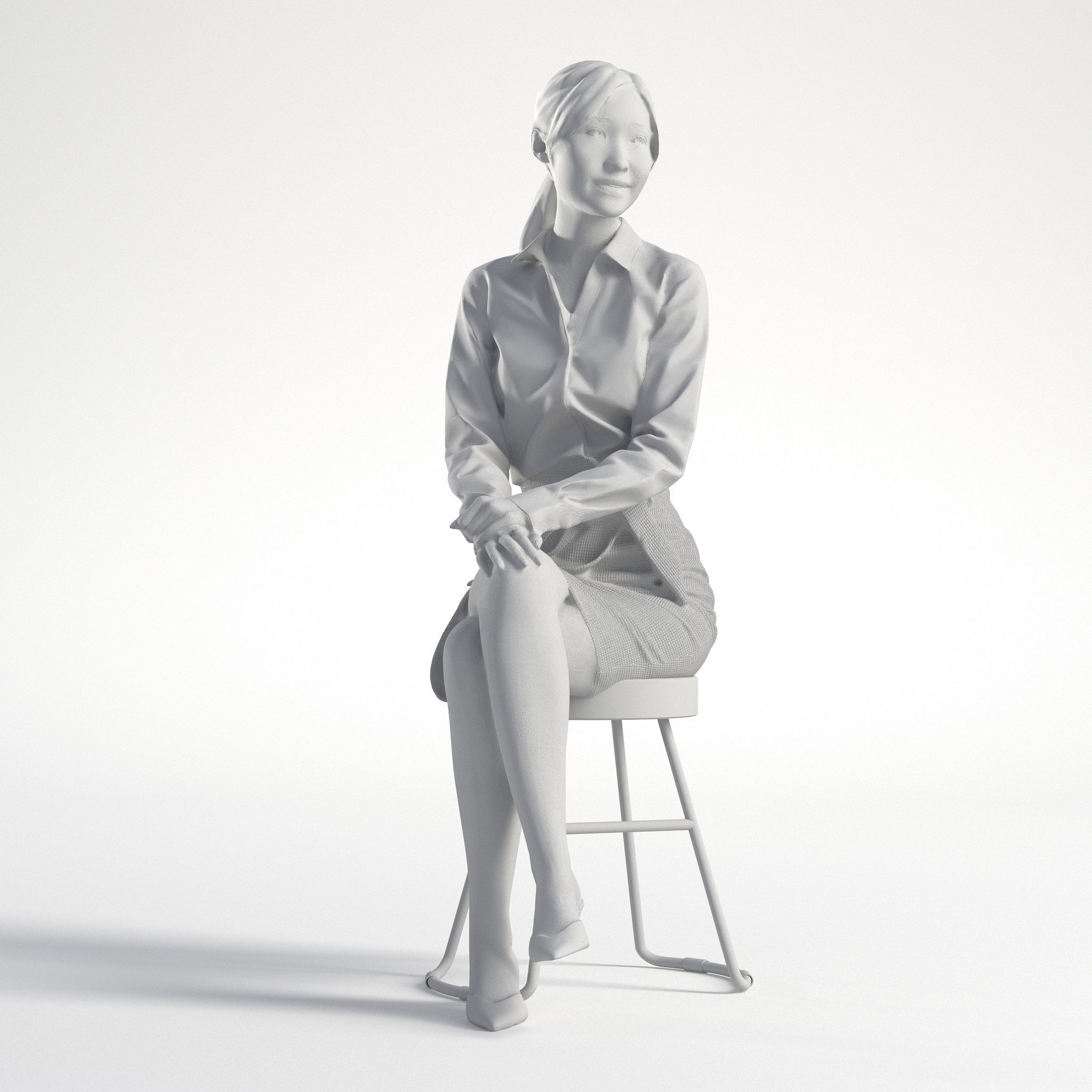 Woman Asian Business Sitting Low poly Jess 001 3D model_8