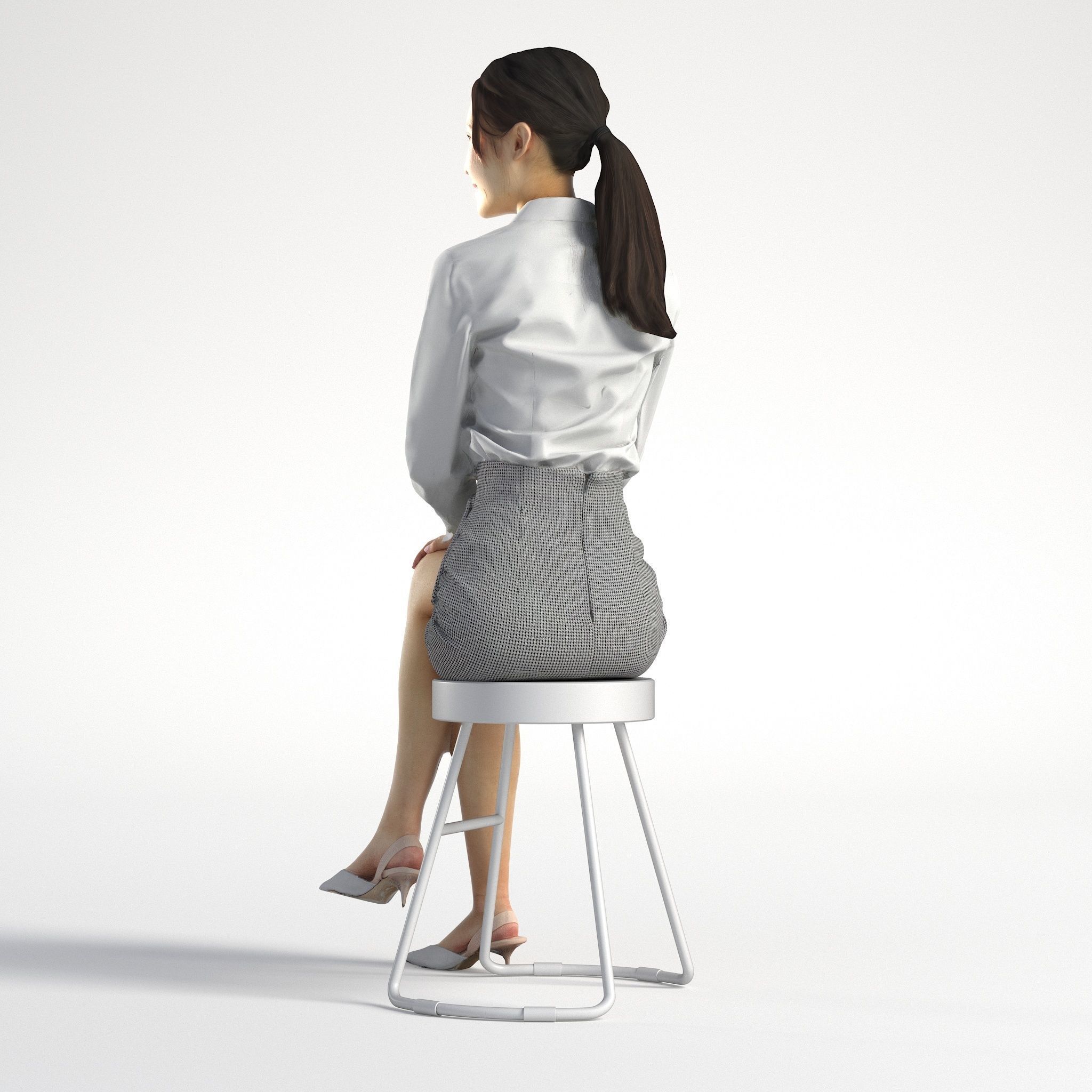 Woman Asian Business Sitting Low poly Jess 001 3D model_5