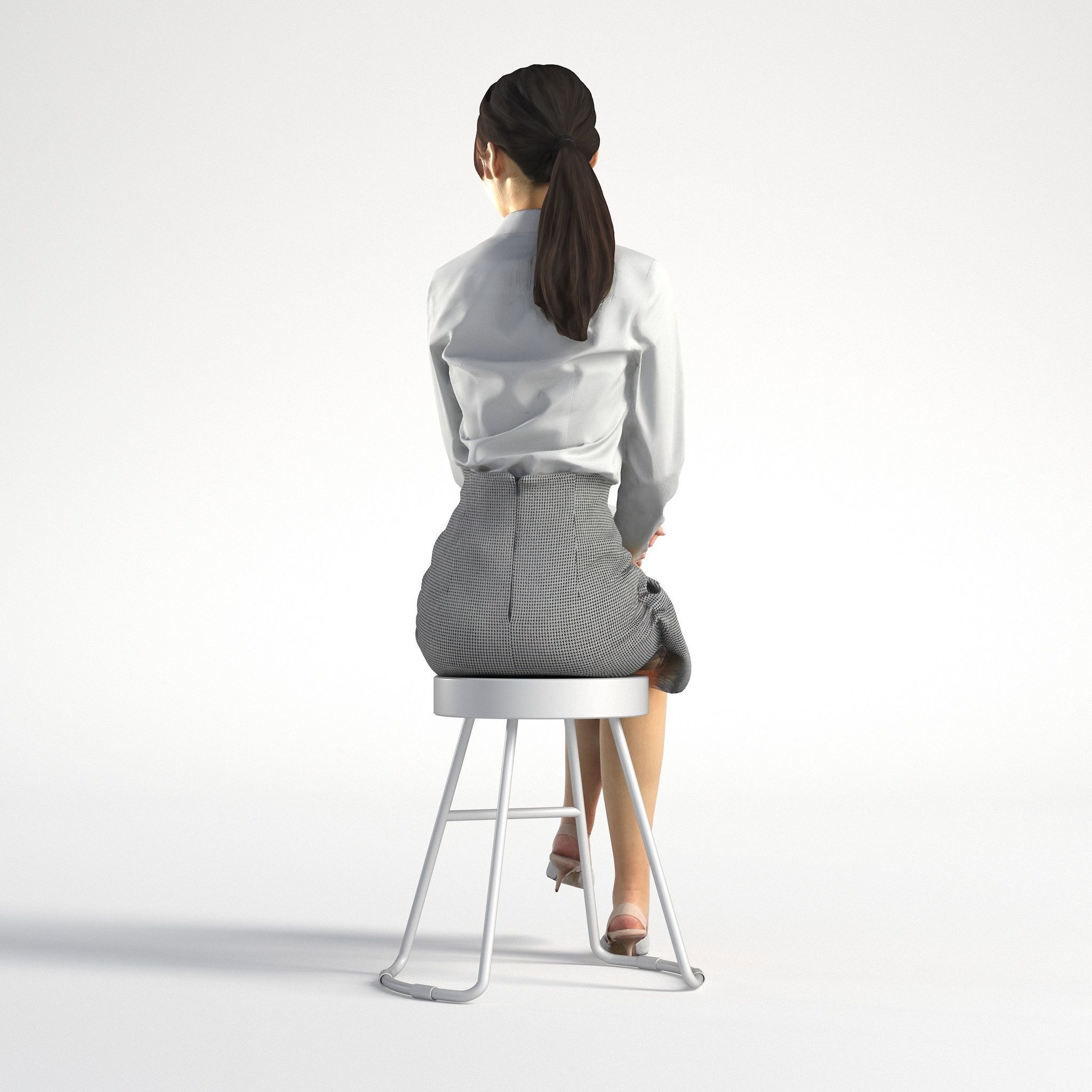 Woman Asian Business Sitting Low poly Jess 001 3D model_4