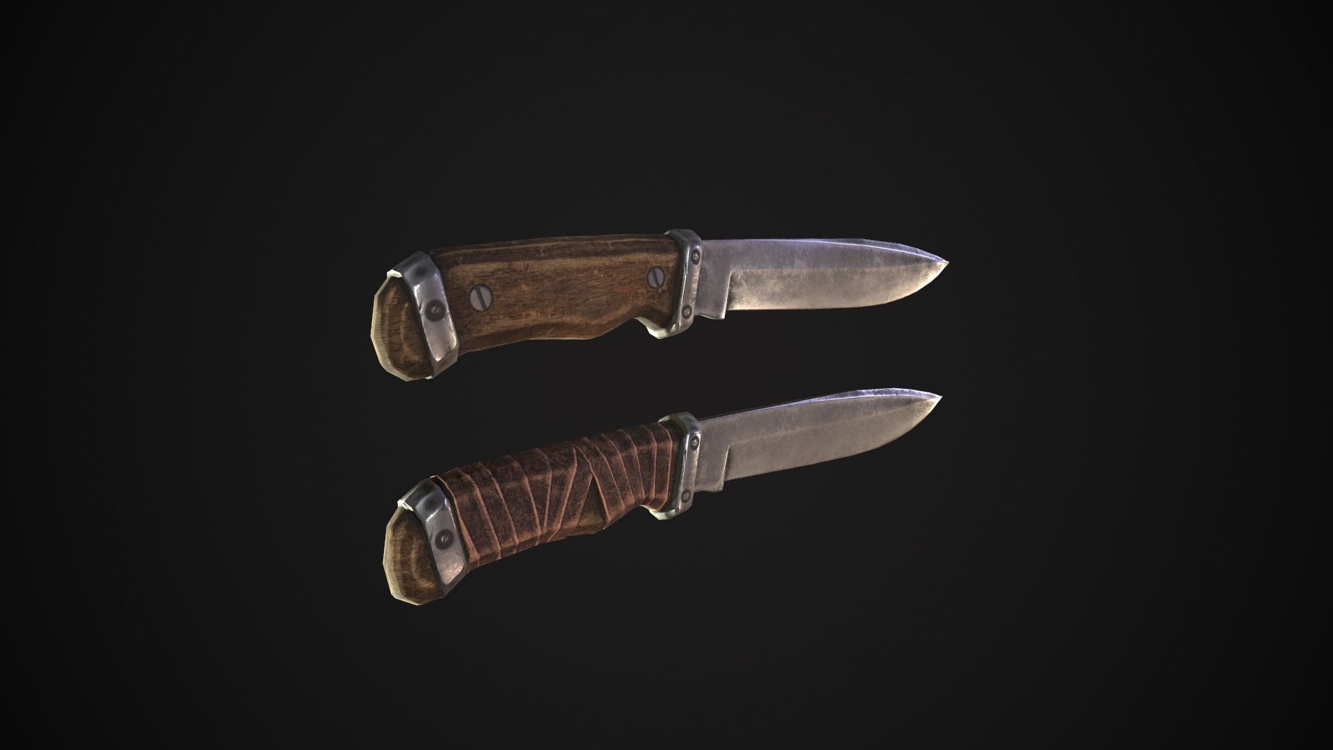Knife two knives Low-poly 3D model_2