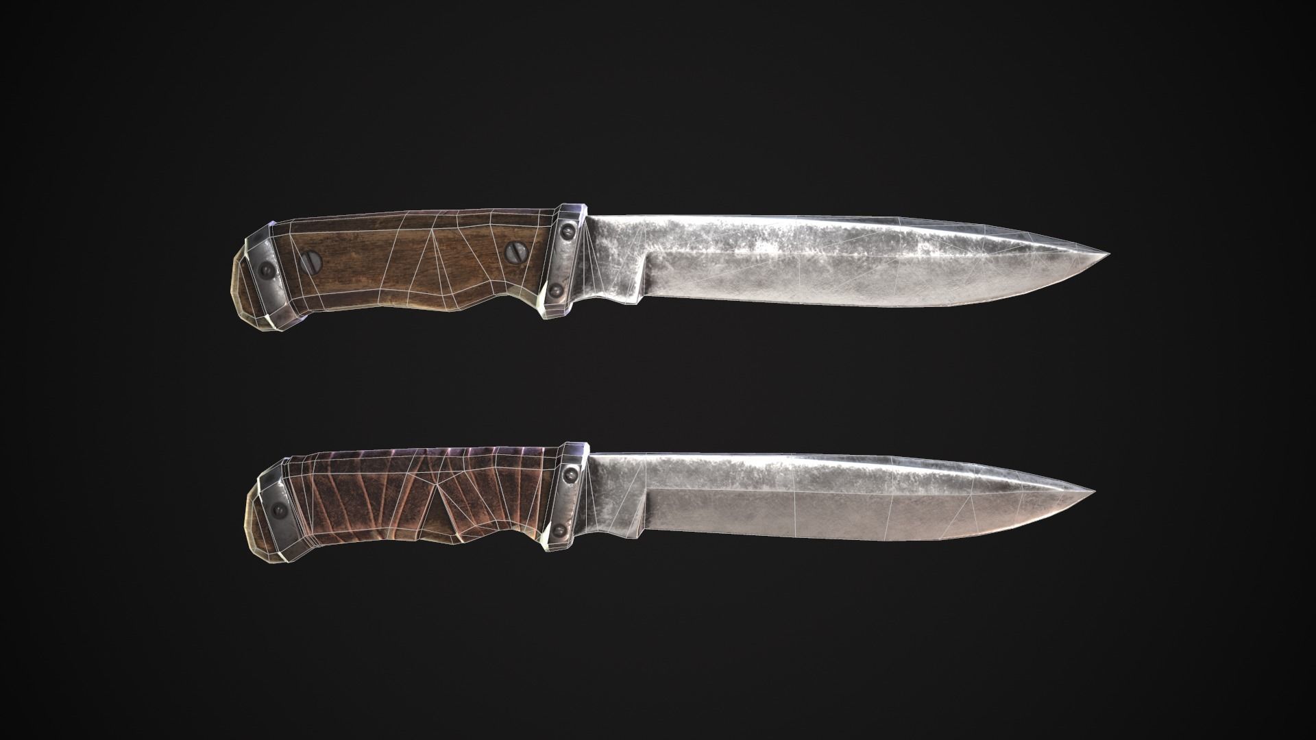 Knife two knives Low-poly 3D model_5