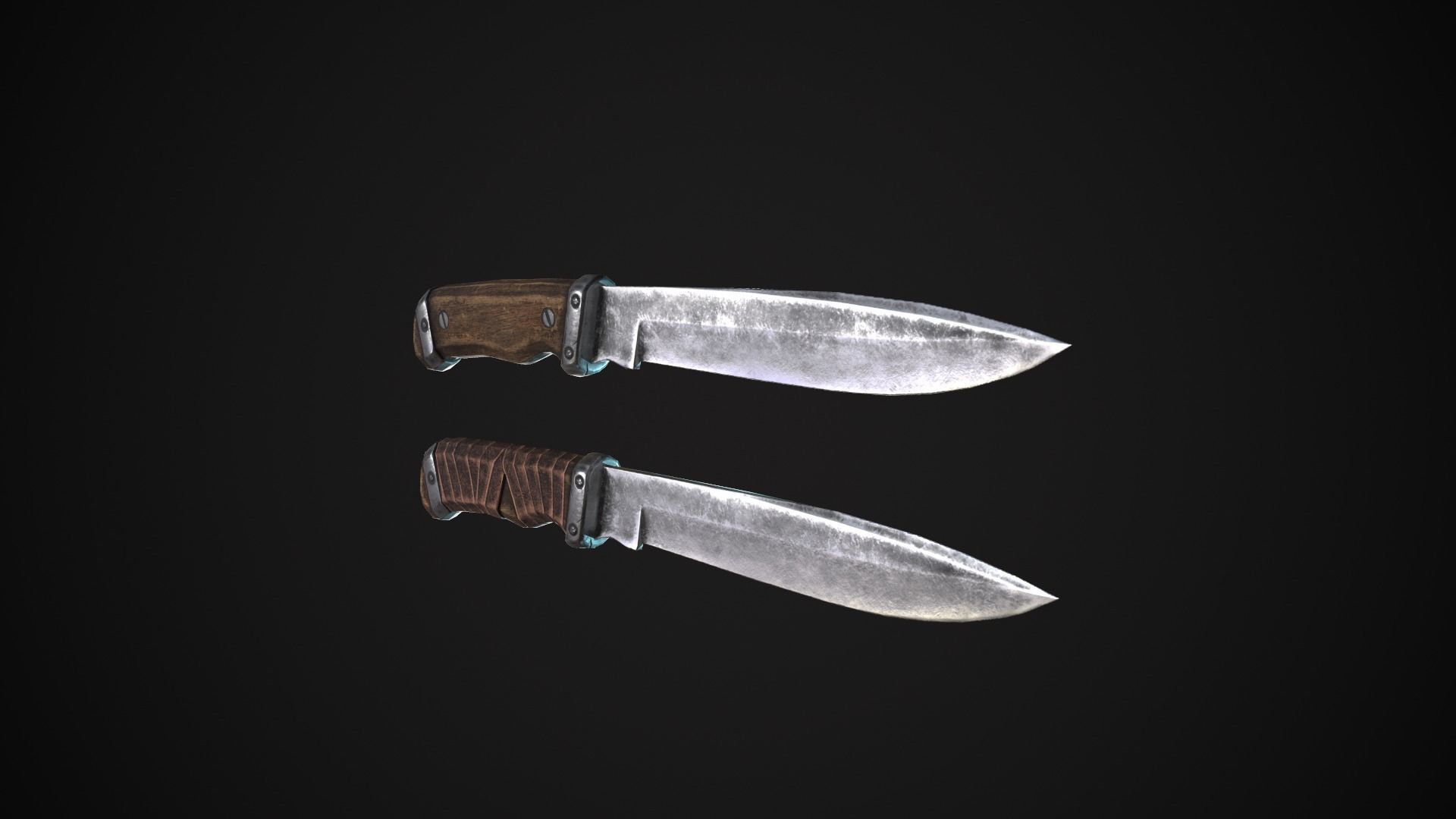 Knife two knives Low-poly 3D model_1