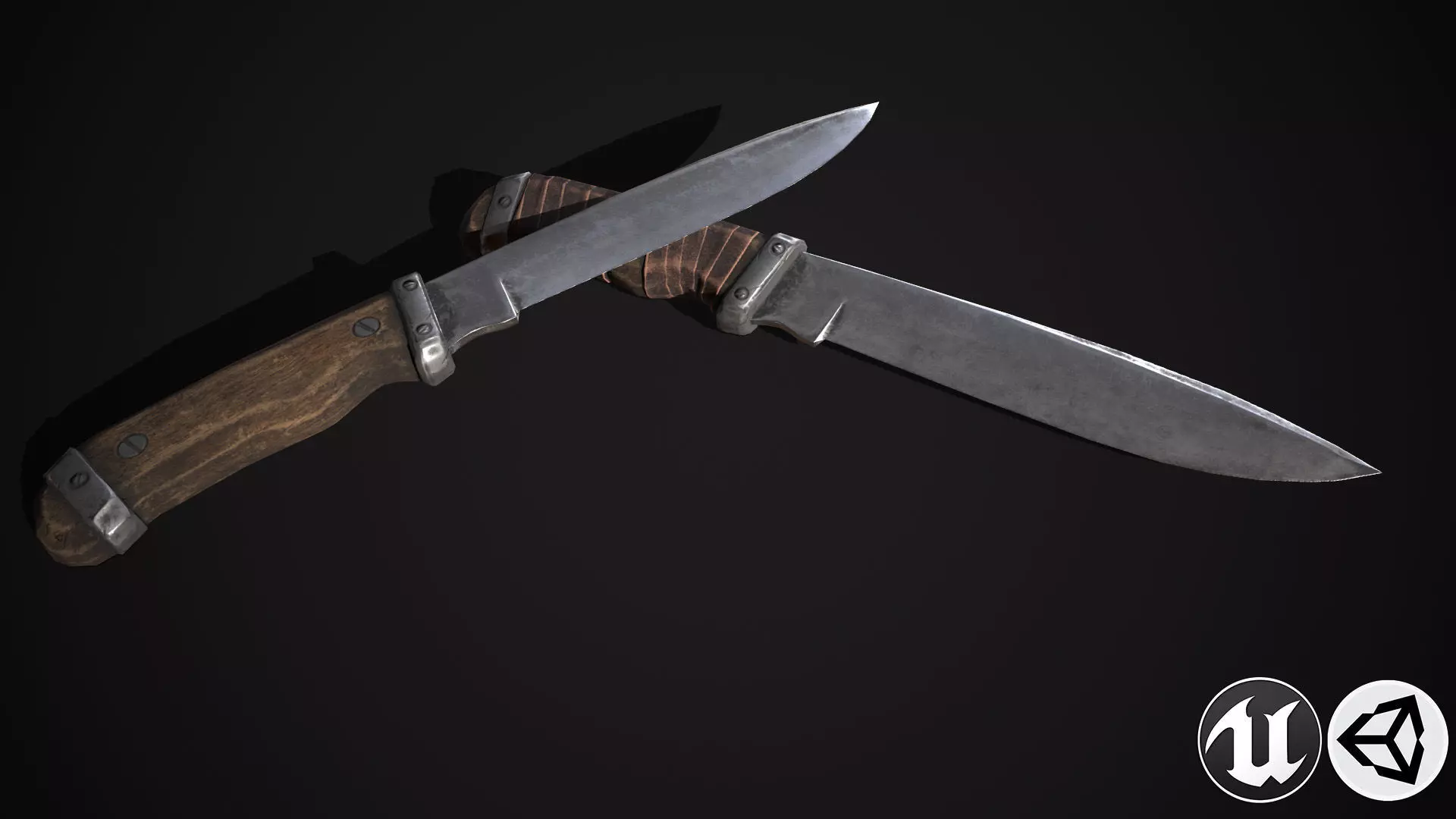 Knife two knives Low-poly 3D model_0