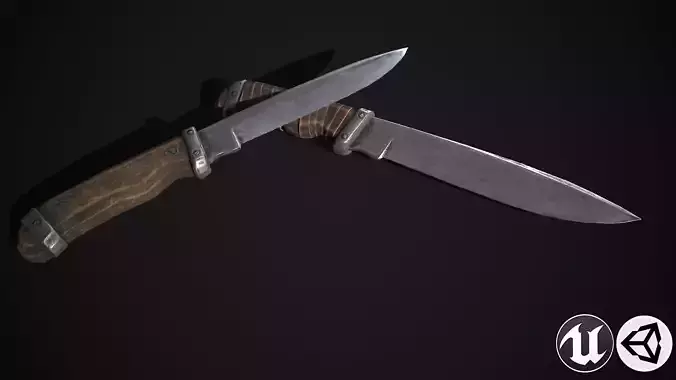 Knife two knives Low-poly 3D model