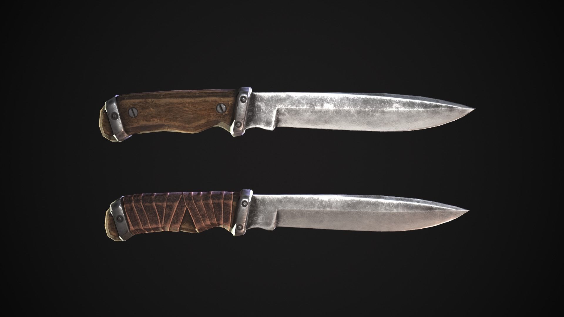 Knife two knives Low-poly 3D model_3