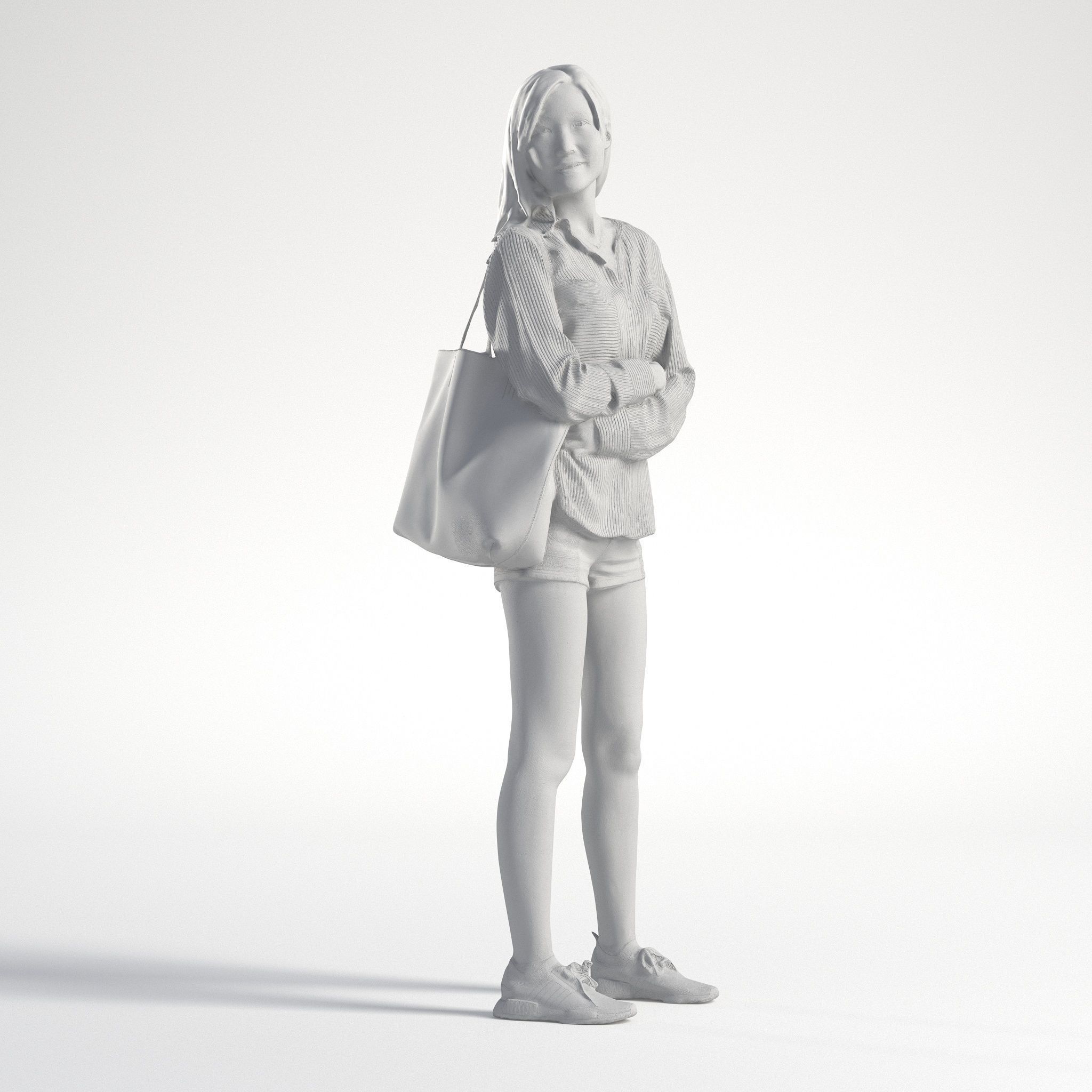 Woman Asian Casual Standing Low poly Jess 004 3D model_8