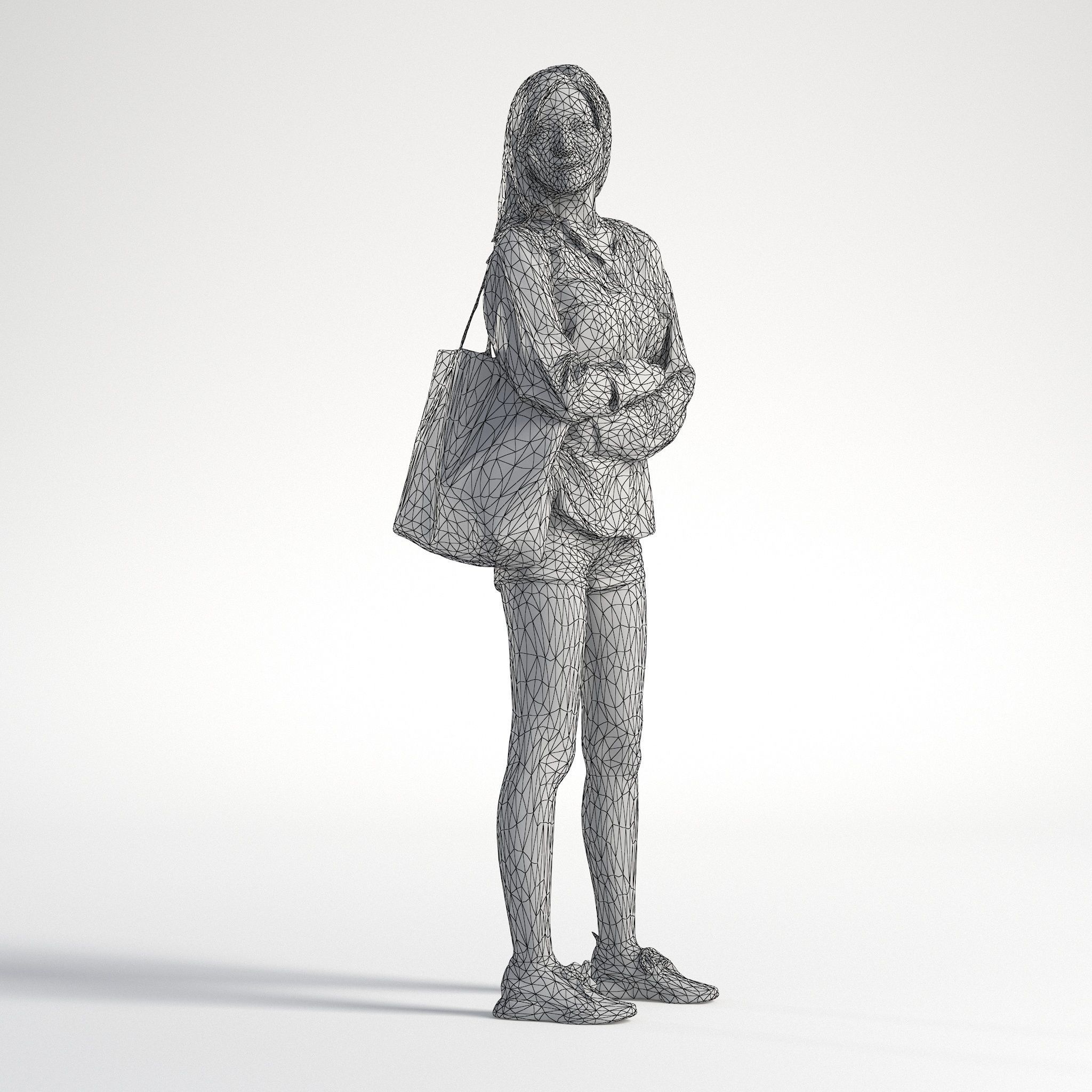 Woman Asian Casual Standing Low poly Jess 004 3D model_9