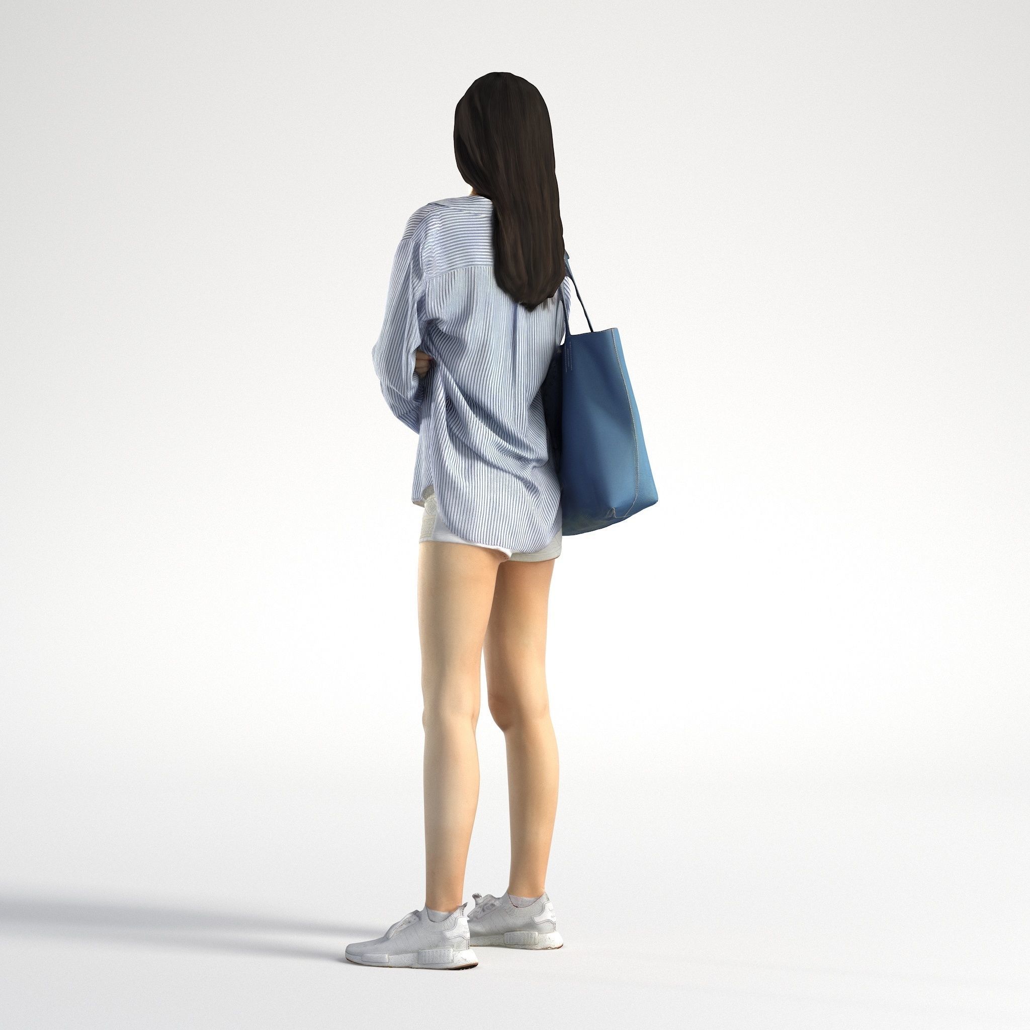 Woman Asian Casual Standing Low poly Jess 004 3D model_4