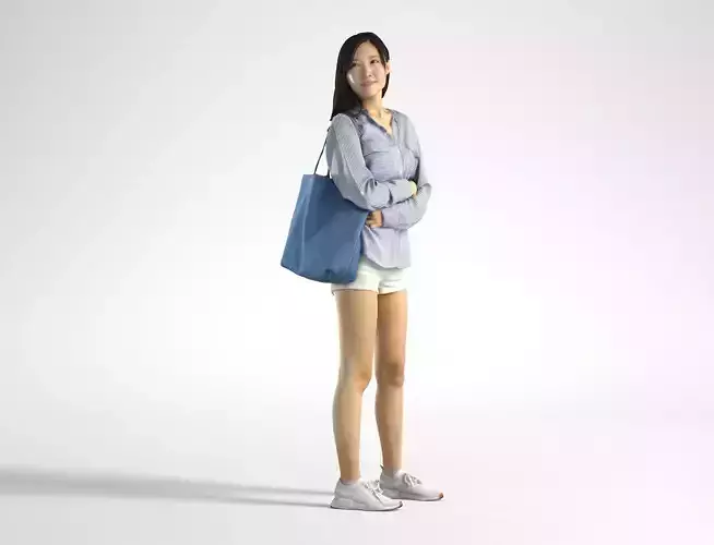 Woman Asian Casual Standing Low poly Jess 004 3D model Woman Asian Casual Standing Low poly Jess 004 3D model