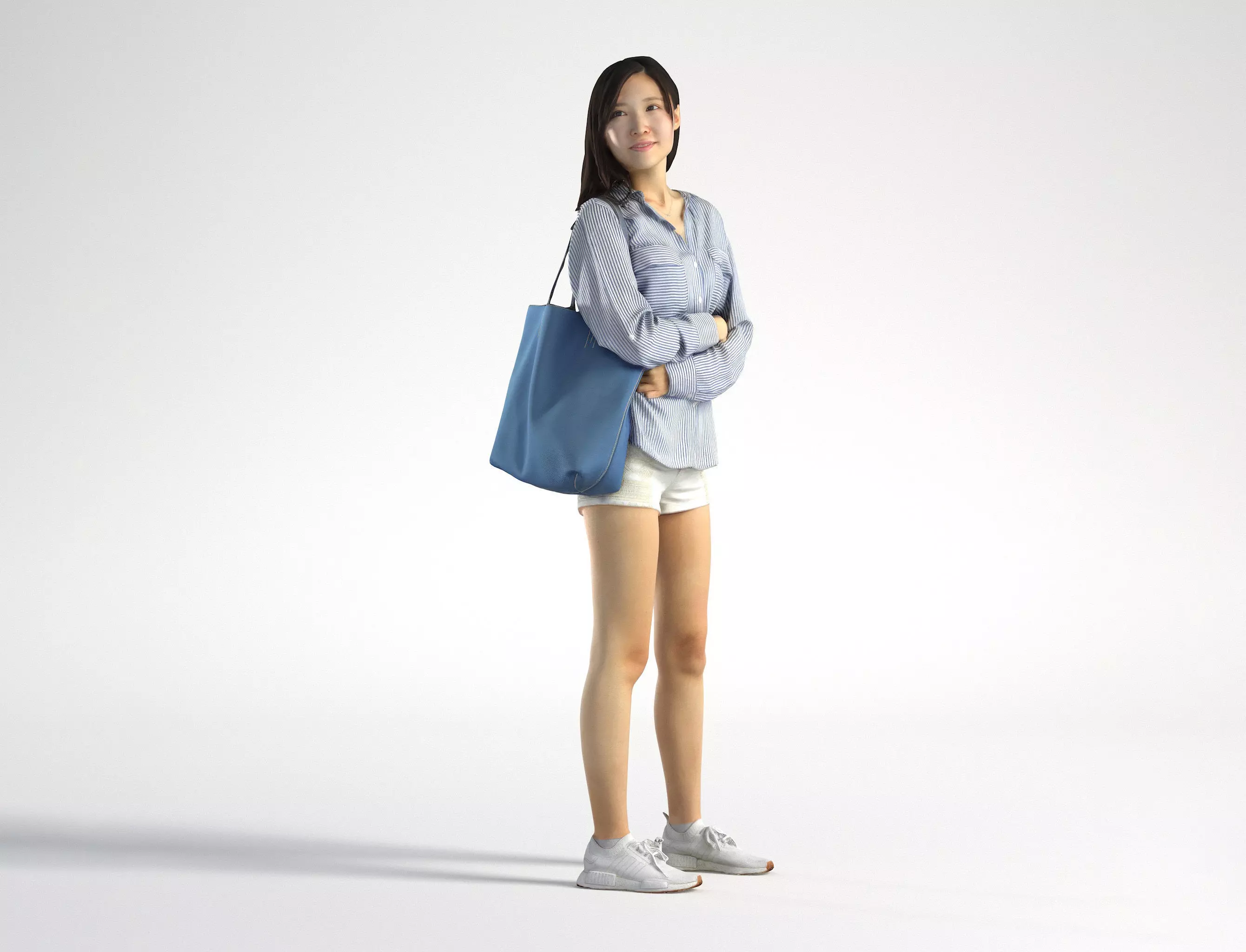 Woman Asian Casual Standing Low poly Jess 004 3D model_0