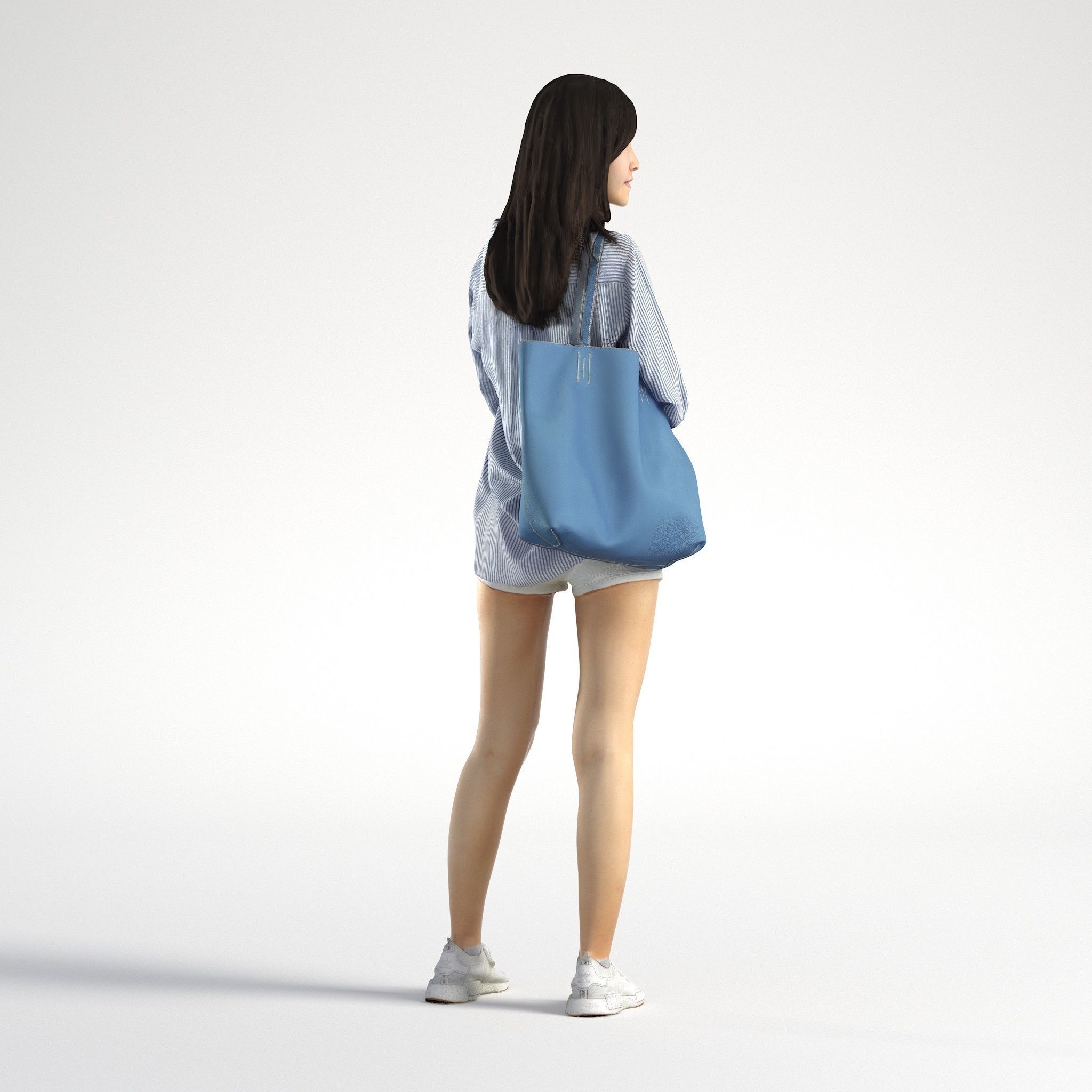 Woman Asian Casual Standing Low poly Jess 004 3D model_2