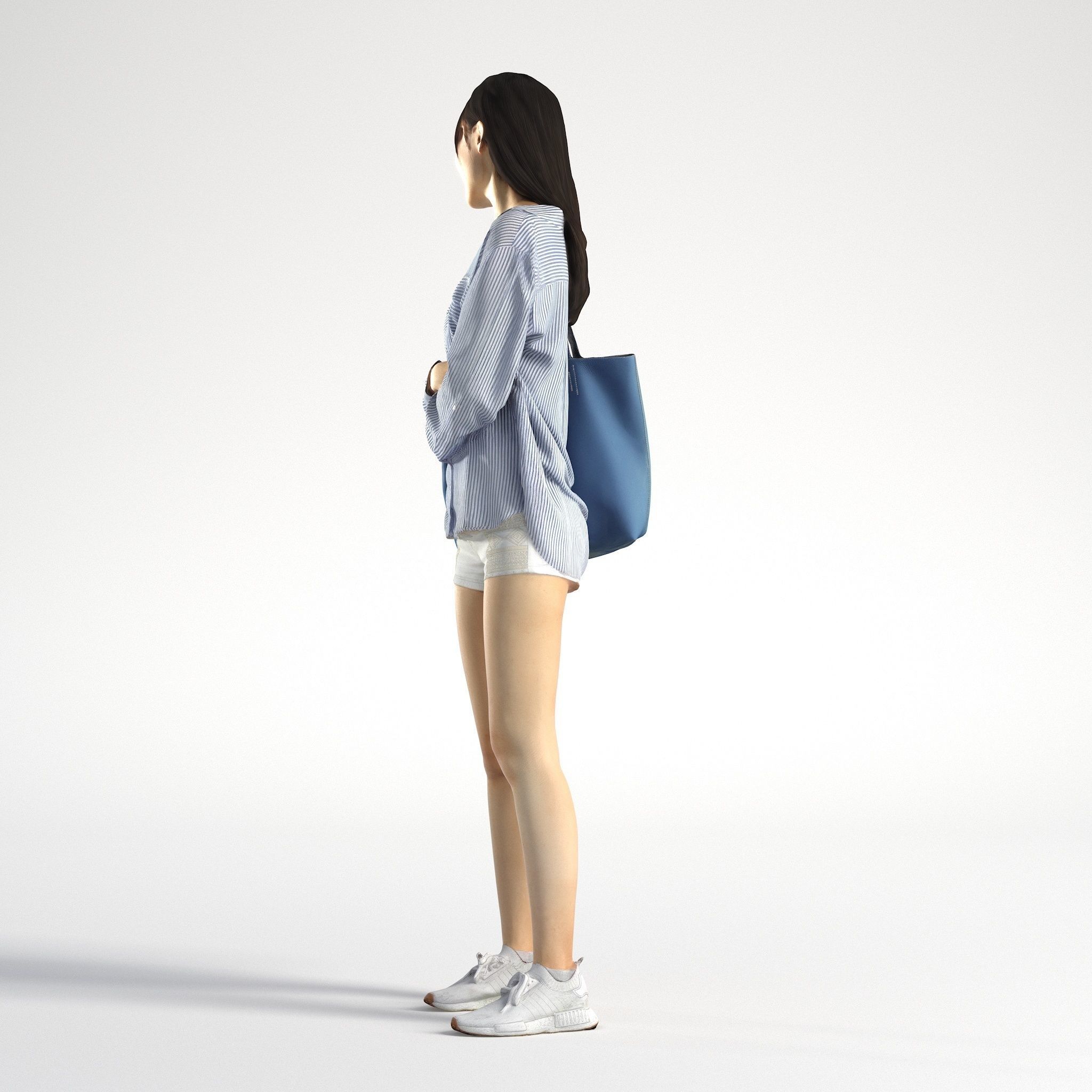 Woman Asian Casual Standing Low poly Jess 004 3D model_5