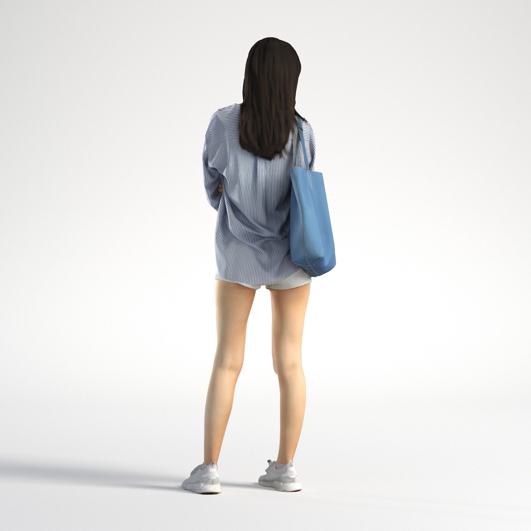 Woman Asian Casual Standing Low poly Jess 004 3D model_3