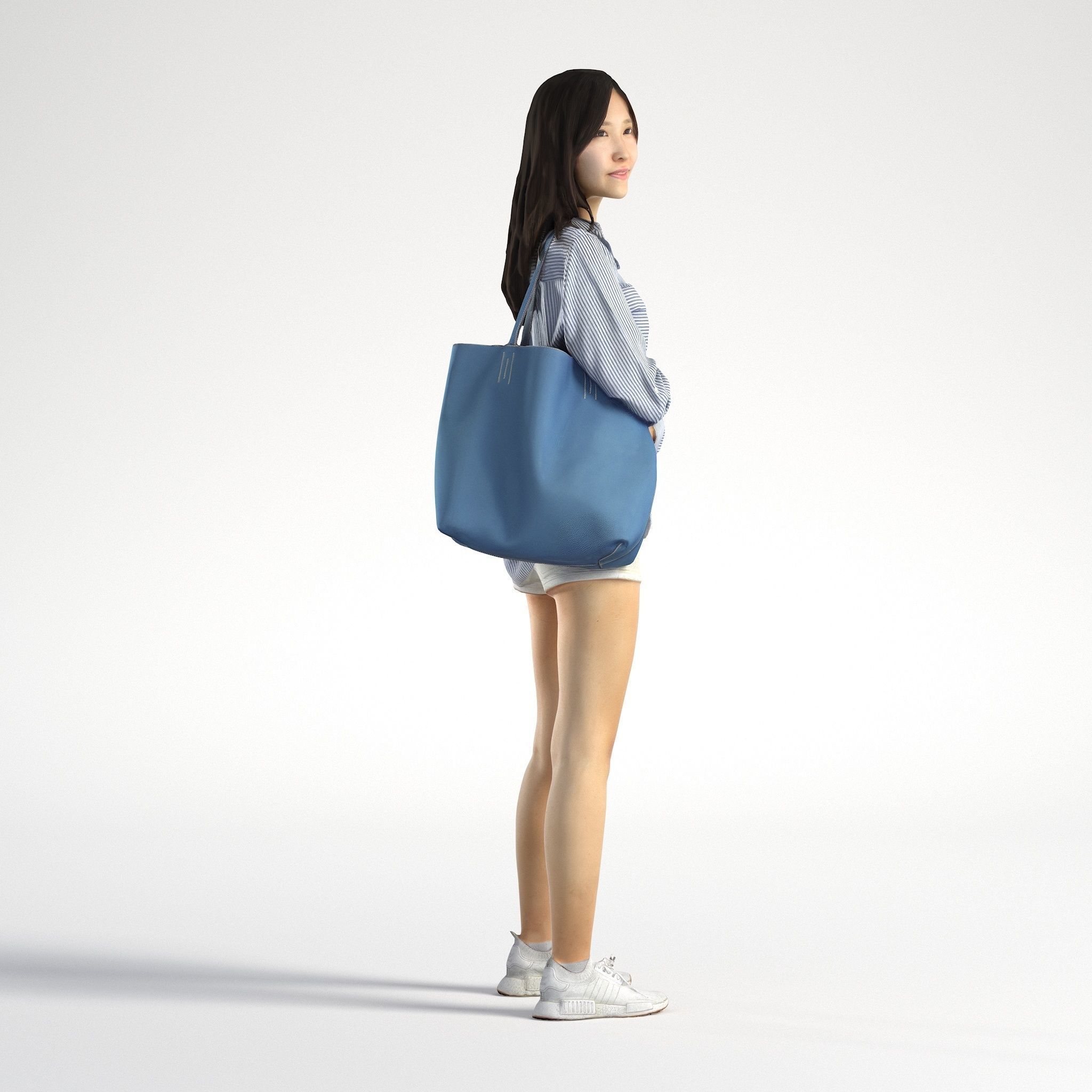 Woman Asian Casual Standing Low poly Jess 004 3D model_1