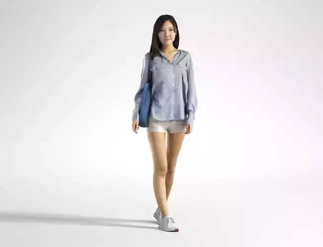 Woman Asian Casual Walking Low poly Jess 005 3D model