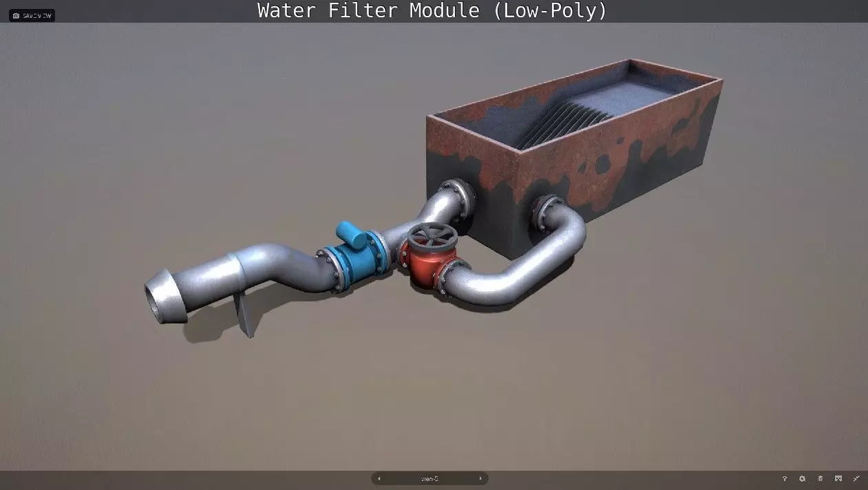 Water Filter Module Low-Poly Version Low-poly 3D model