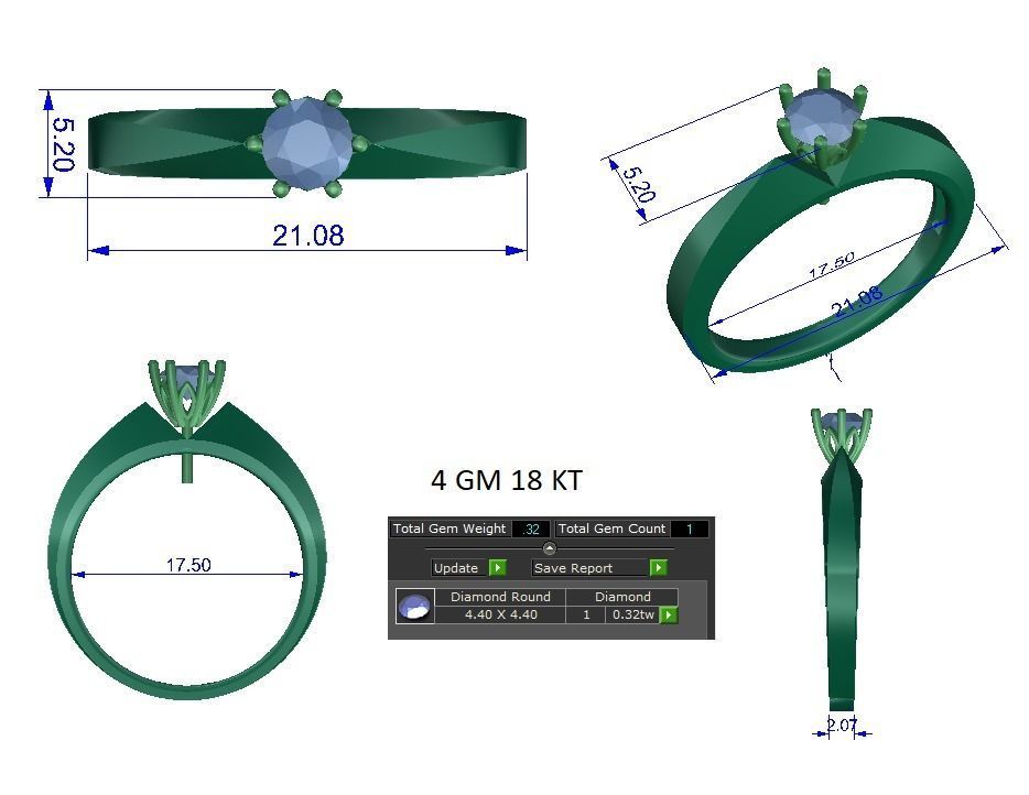 Solitaire ring 3dm stl render detail 3D print model 3D print model_1