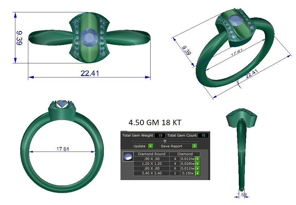 Solitaire ring 3dm stl render detail 3D print model 3D print model_1