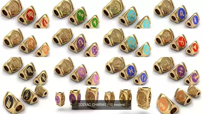 ZODIAC CHARMS 3D Model Collection