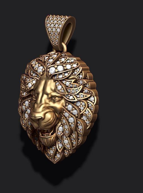 Leon pendant with diamonds and opened mouth 019 3D print model_6