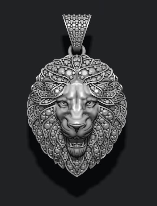 Leon pendant with diamonds and opened mouth 019 3D print model_5