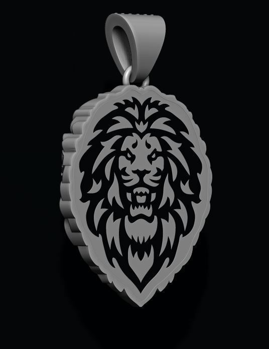 Leon pendant with diamonds and opened mouth 019 3D print model_3