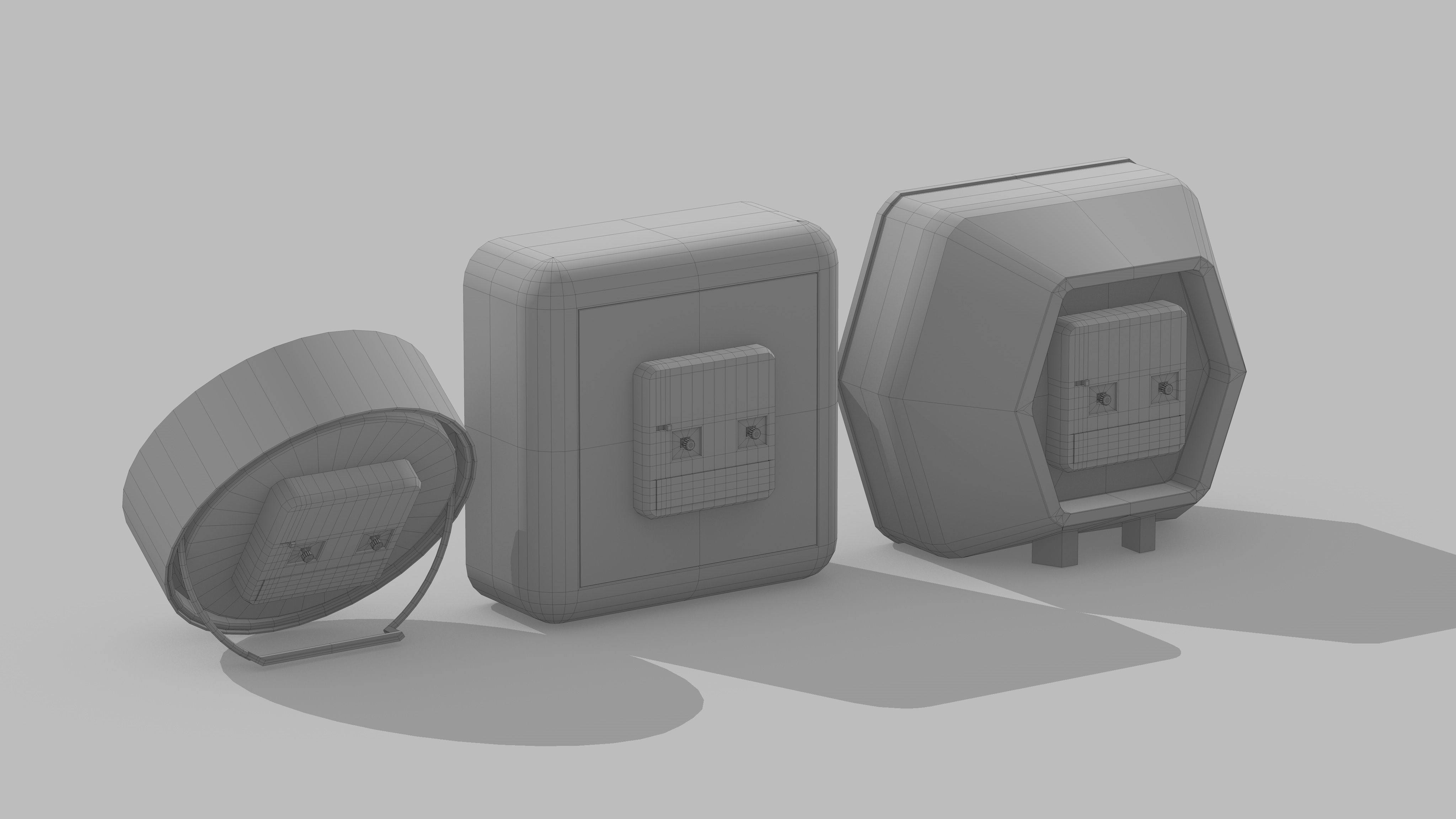 Desktop clock low poly Low-poly 3D model_2